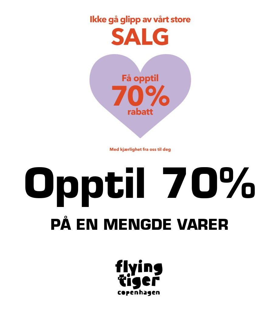 Flying Tiger: Opptil 70% på en mengde varer