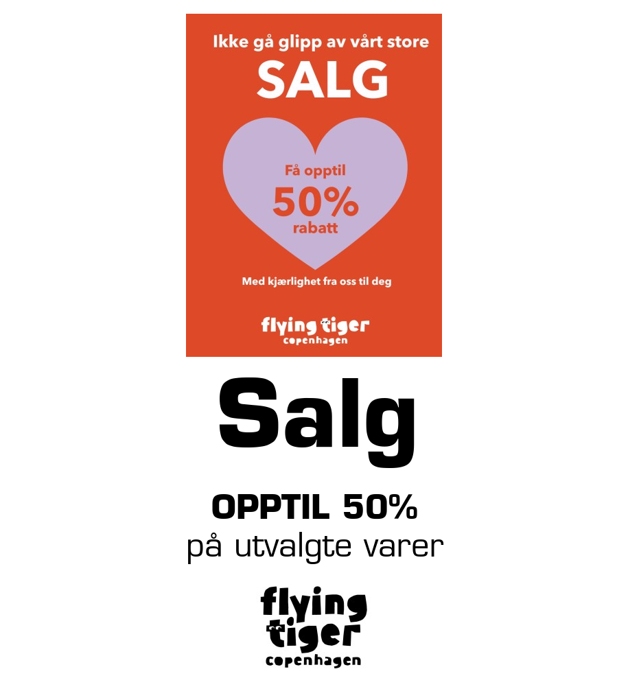 Flying Tiger: Salg opptil 50% på utvalgte varer
