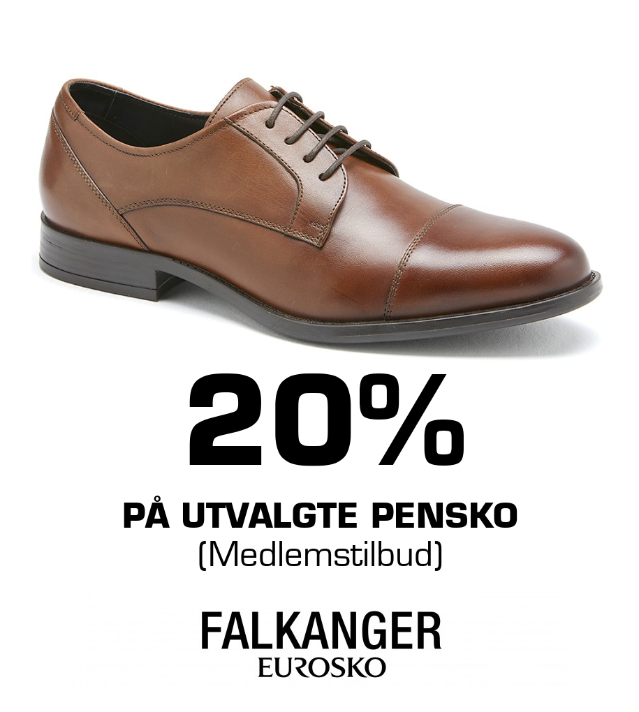 Falkanger Sko: 20% på utvalgte pensko (Medlemstilbud)