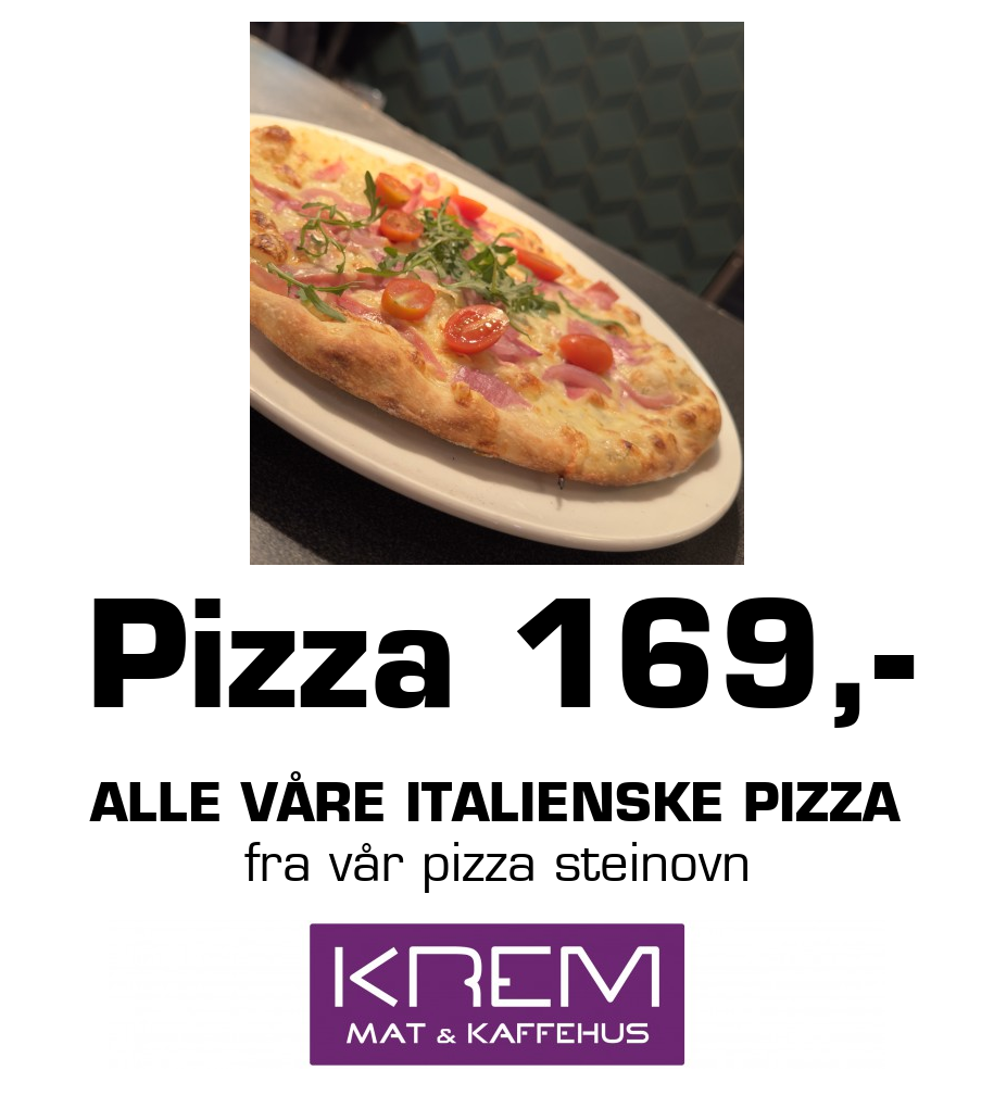 Krem Mat og Kaffehus: Pizza 169,- Alle våre italienske pizza fra vår pizza steinovn