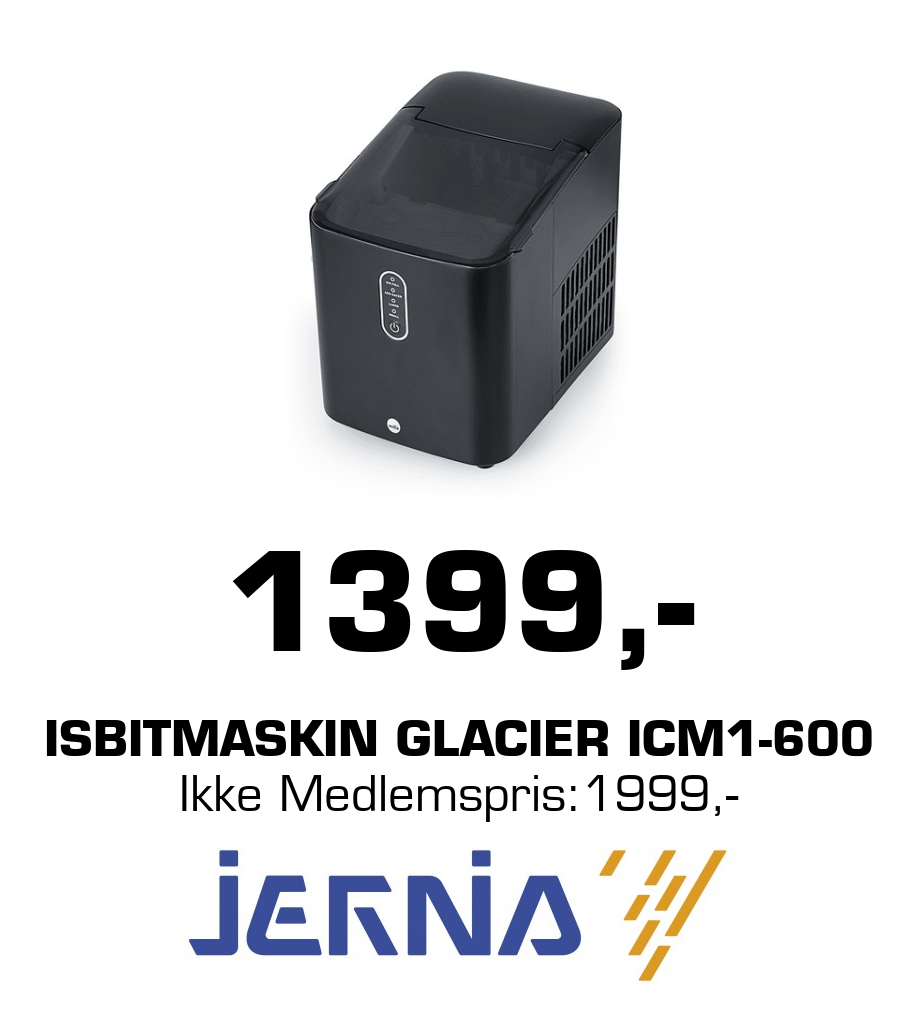 Jernia: 1399,- Isbitmaskin Glacier ICM1-600 Ikke Medlemspris:1999,-