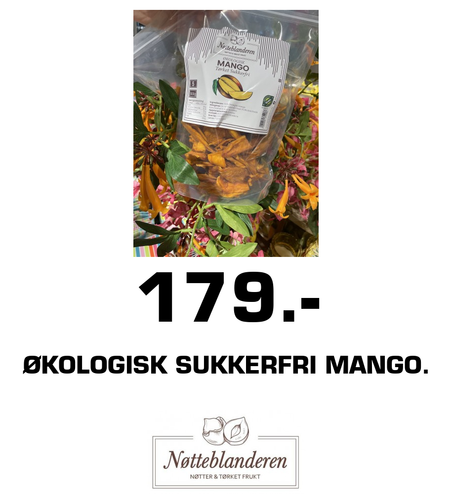 Nøtteblanderen: 179.- Økologisk sukkerfri Mango.