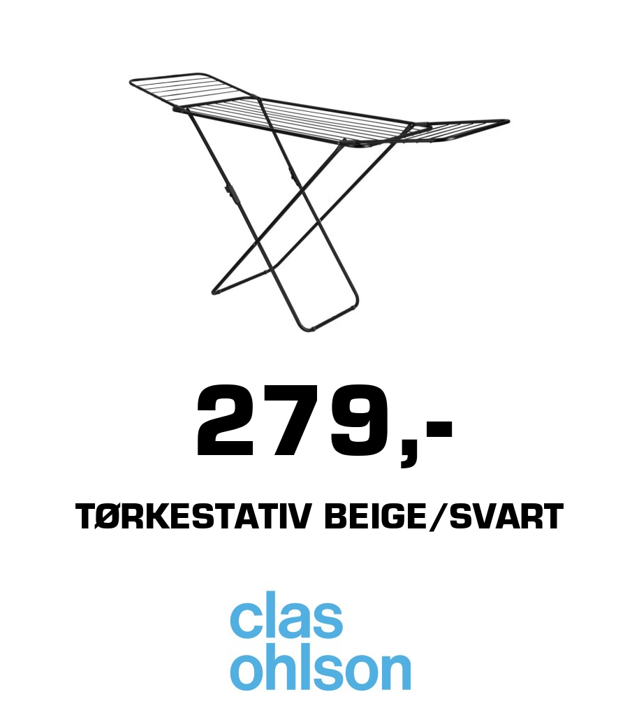 Clas Ohlson: 279,- Tørkestativ Beige/svart