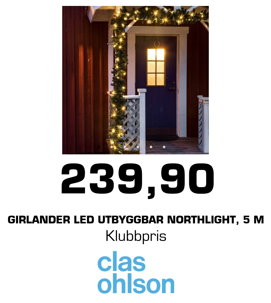Clas Ohlson: 239,90 Girlander LED utbyggbar Northlight, 5 m Klubbpris
