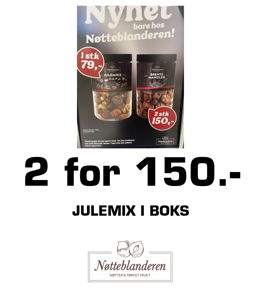 Nøtteblanderen: 2 for 150.- Julemix i boks