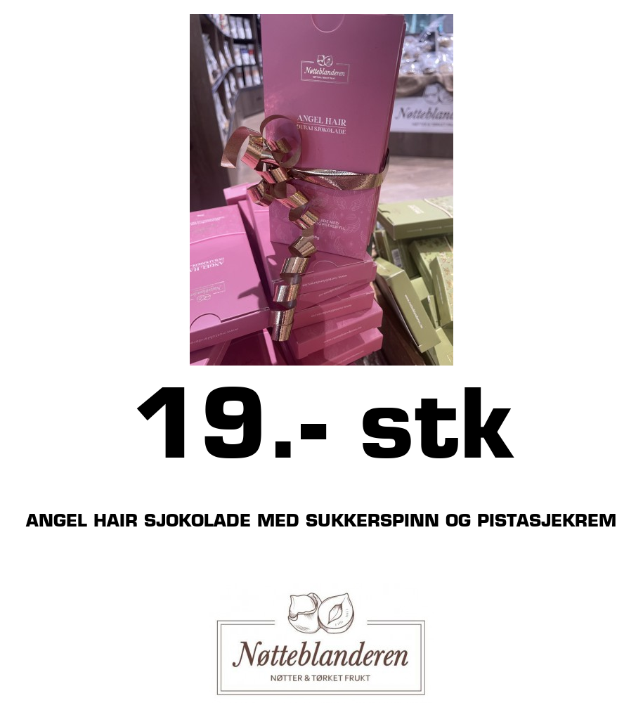 Nøtteblanderen: 19.- stk Angel Hair sjokolade med sukkerspinn og pistasjekrem