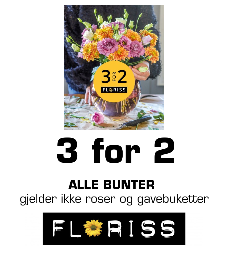 Floriss: 3 for 2 alle bunter gjelder ikke roser og gavebuketter