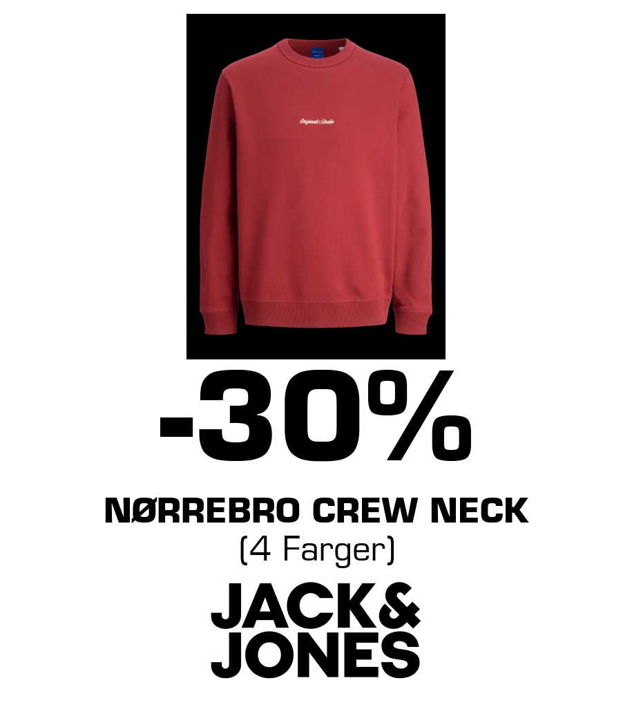 Jack & Jones Store: -30% Nørrebro Crew Neck (4 Farger)