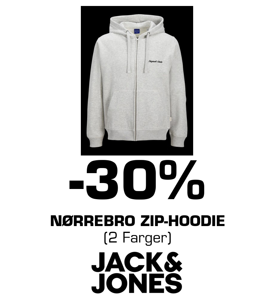 Jack & Jones Store: -30% NØRREBRO ZIP-HOODIE (2 Farger)