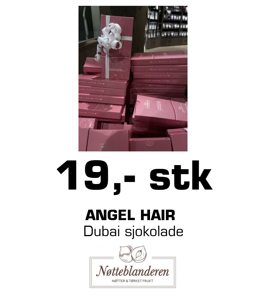 Nøtteblanderen: 19,- stk Angel hair Dubai sjokolade