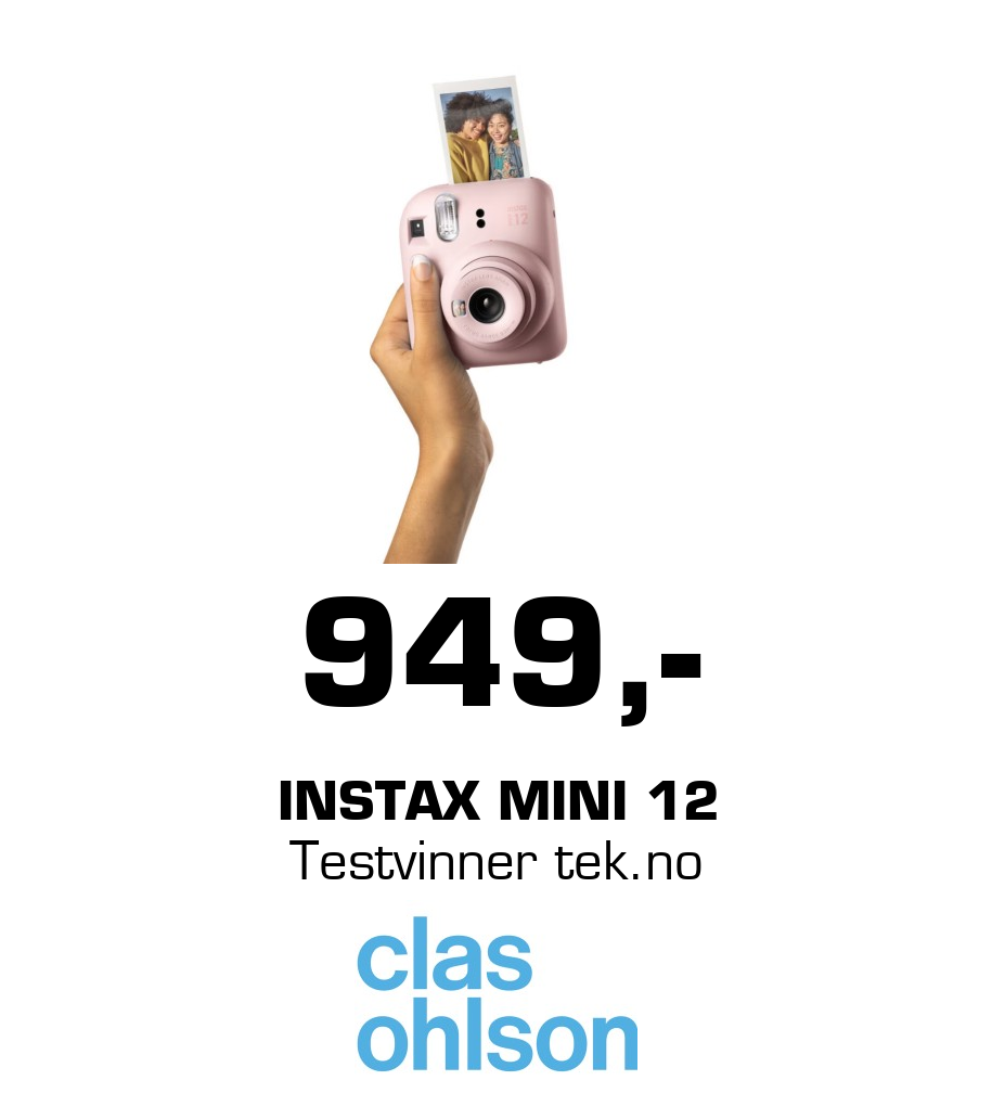 Clas Ohlson: 949,- Instax Mini 12 Testvinner tek.no