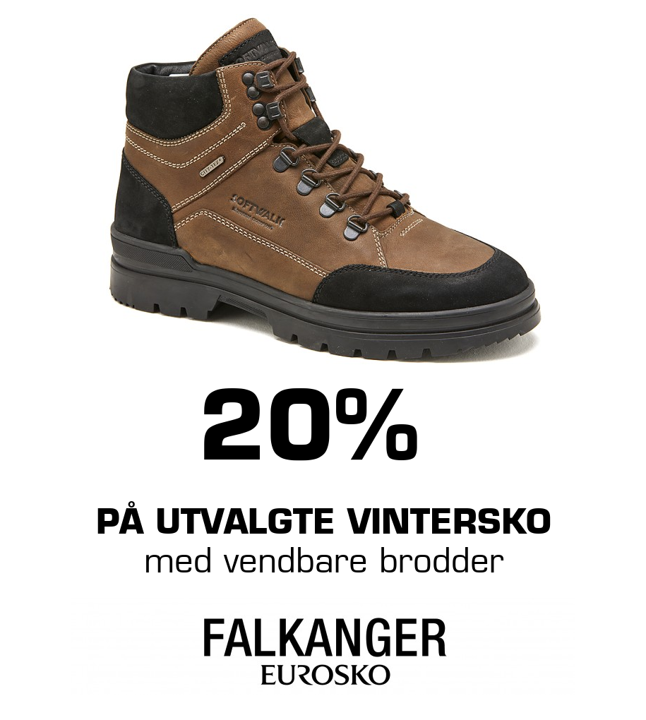 Falkanger Sko: 20% på utvalgte vintersko med vendbare brodder