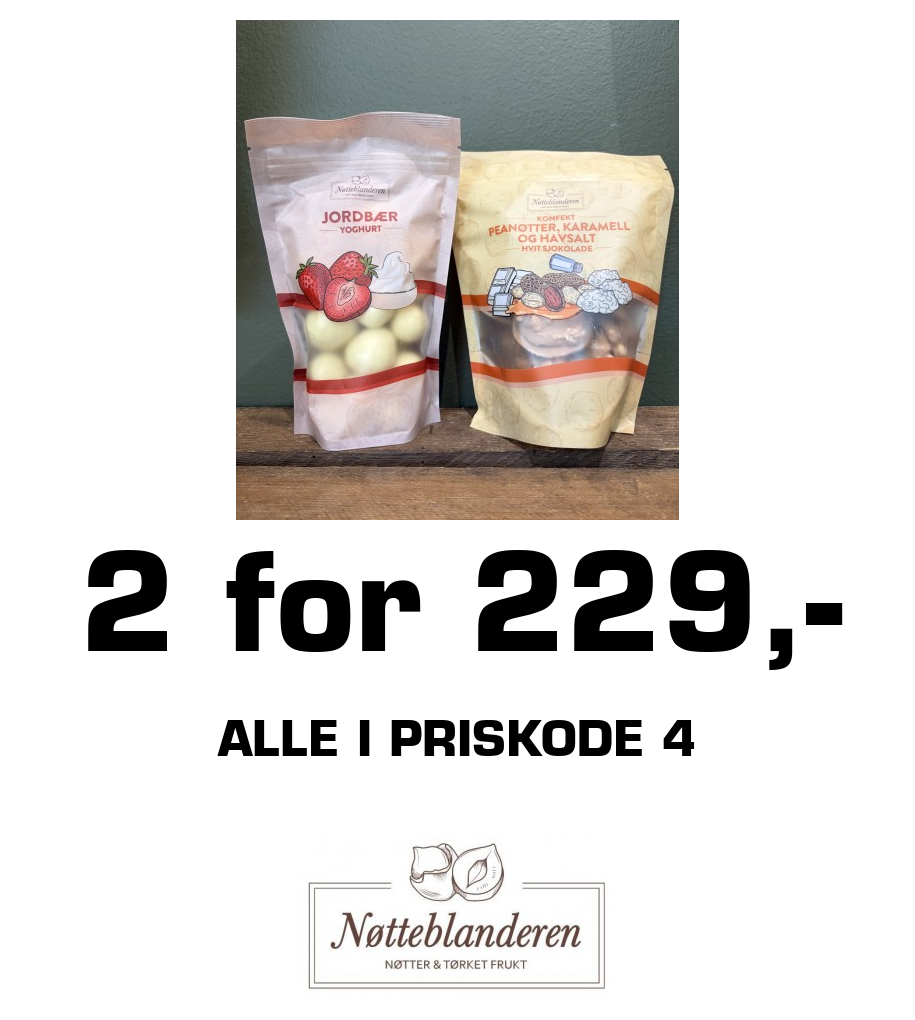 Nøtteblanderen: 2 for 229,- Alle i priskode 4
