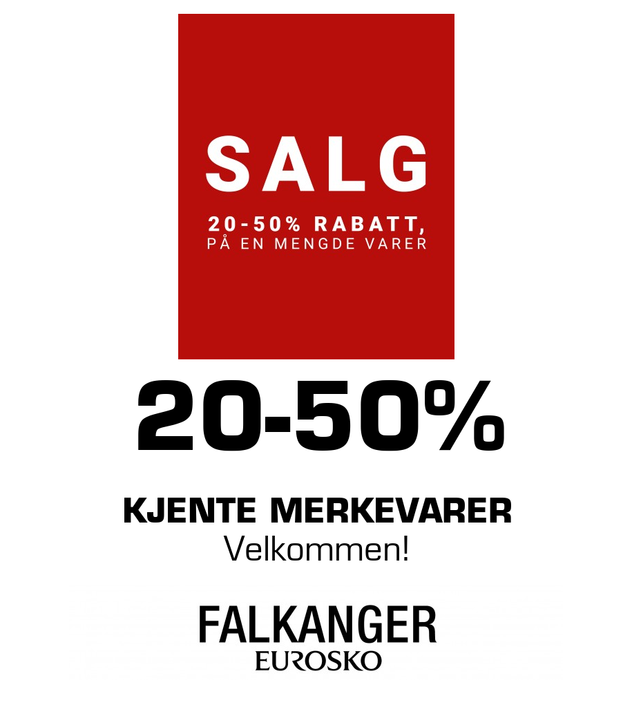 Falkanger Sko: 20-50% kjente merkevarer Velkommen!
