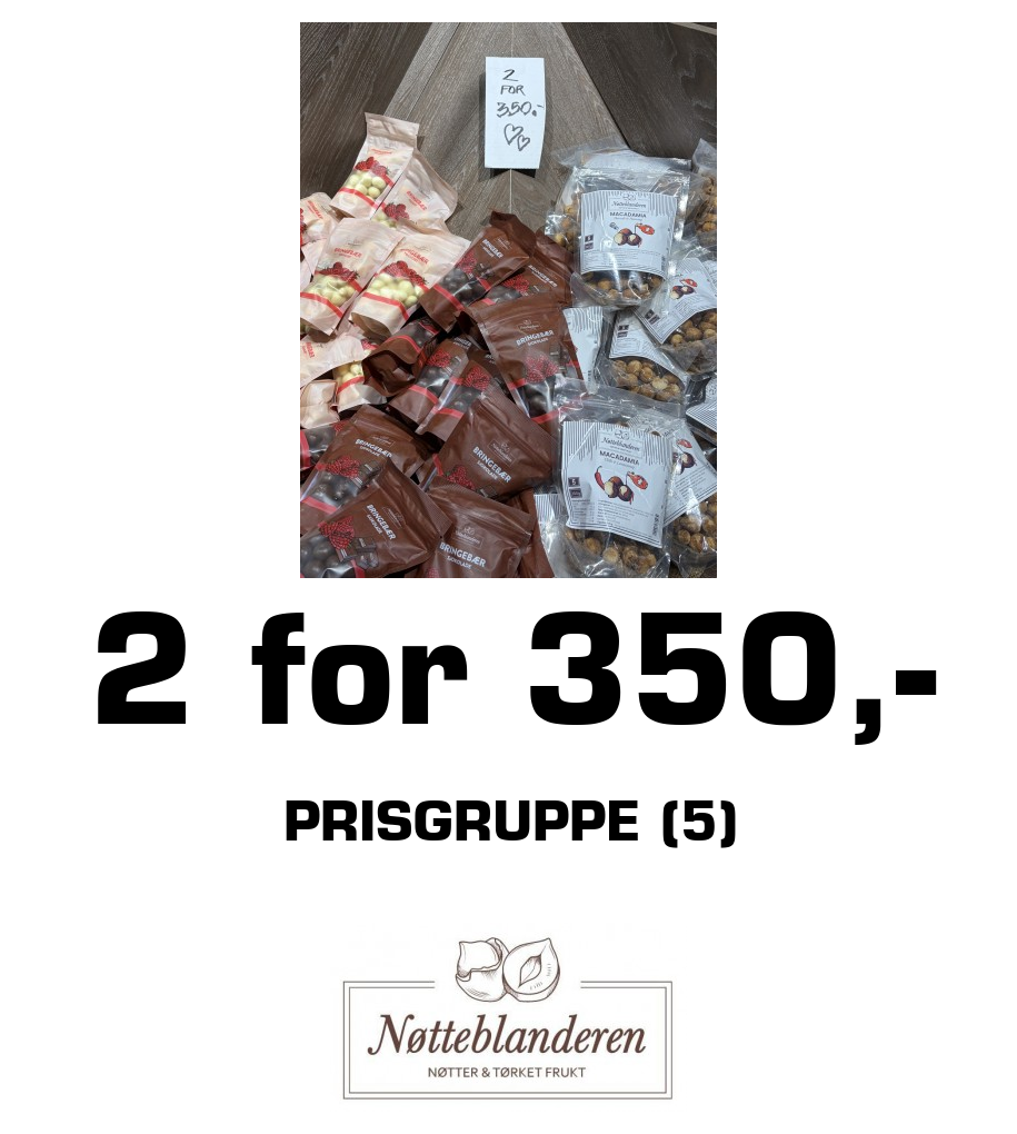 Nøtteblanderen: 2 for 350,- Prisgruppe (5)