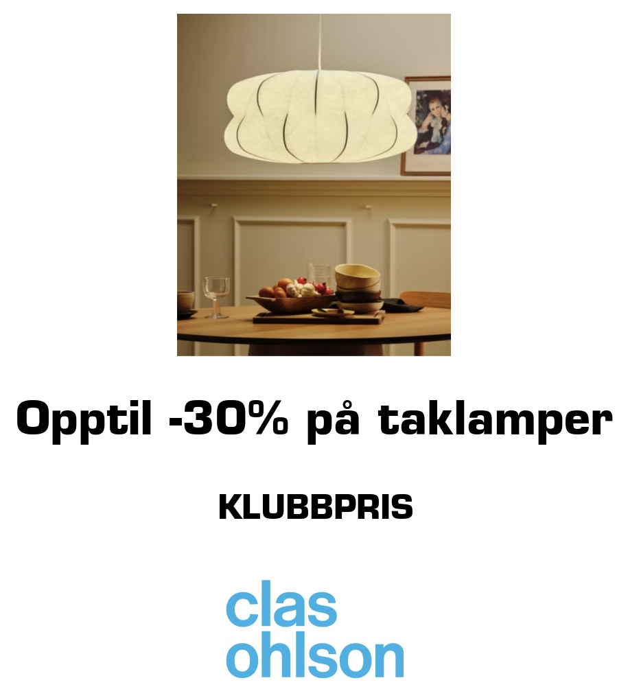 Clas Ohlson: Opptil -30% på taklamper Klubbpris