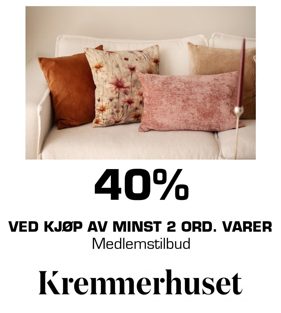 Kremmerhuset: 40% Ved kjøp av minst 2 ord. Varer Medlemstilbud