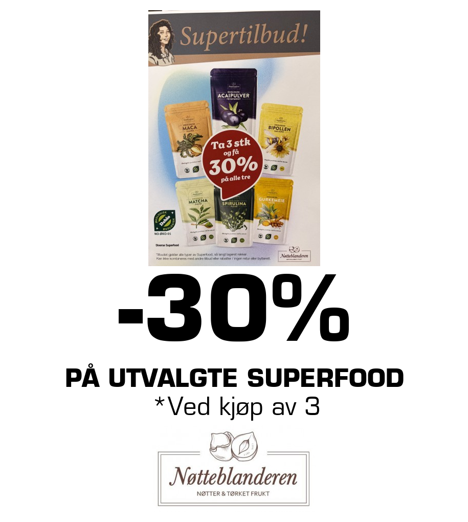 Nøtteblanderen: -30% på utvalgte superfood *Ved kjøp av 3