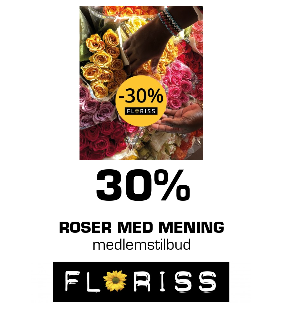 Floriss: 30% Roser med Mening medlemstilbud