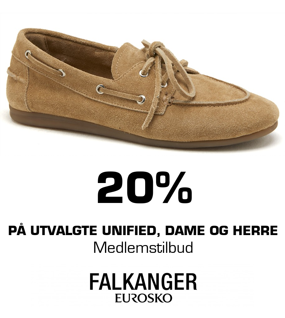 Falkanger Sko: 20% På utvalgte unified, dame og herre Medlemstilbud