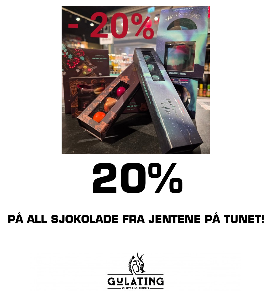 Gulating: 20% på all sjokolade fra Jentene på Tunet!