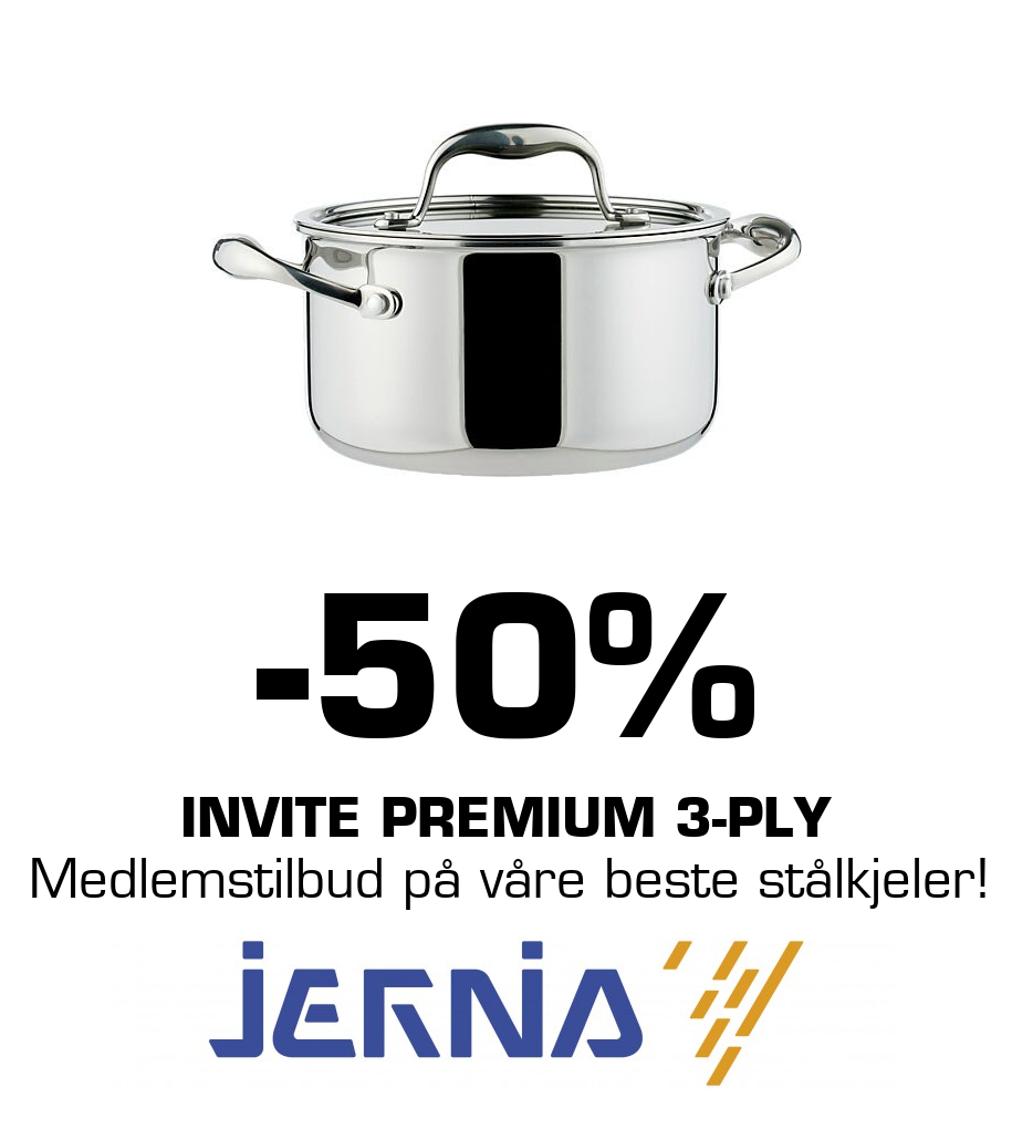 Jernia: -50% Invite Premium 3-PLY Medlemstilbud på våre beste stålkjeler!