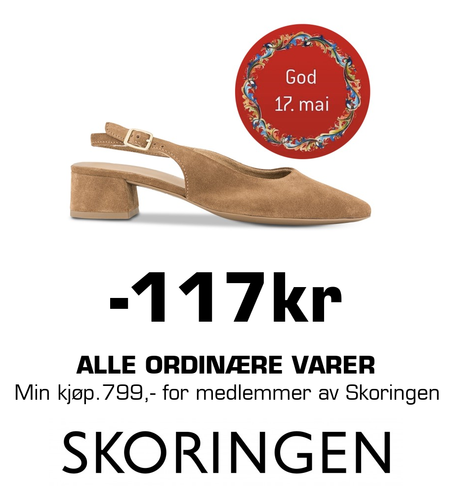 Skoringen: -117kr Alle ordinære varer Min kjøp.799,- for medlemmer av Skoringen