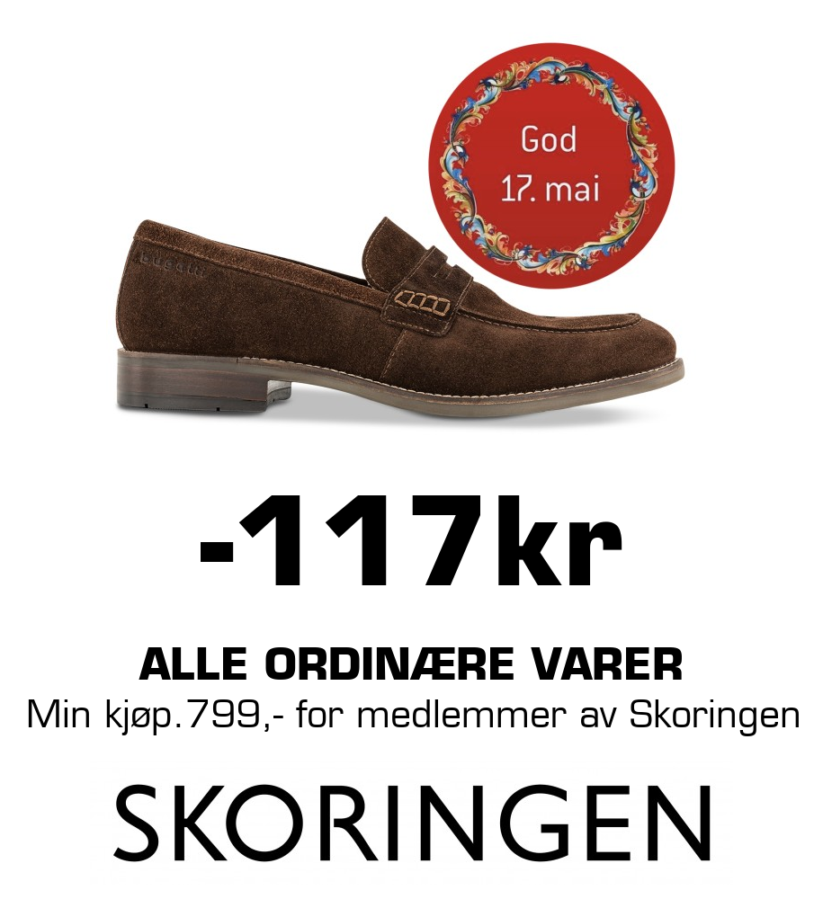 Skoringen: -117kr Alle ordinære varer Min kjøp.799,- for medlemmer av Skoringen