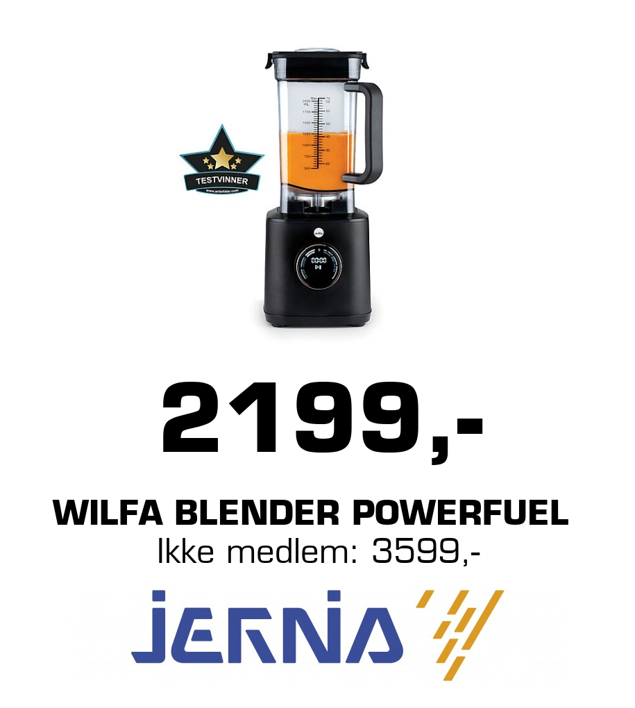 Jernia: 2199,- Wilfa Blender Powerfuel Ikke medlem: 3599,-