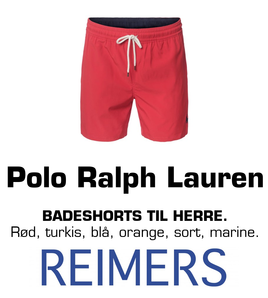 Reimers: Polo Ralph Lauren Badeshorts til herre. Rød, turkis, blå, orange, sort, marine.