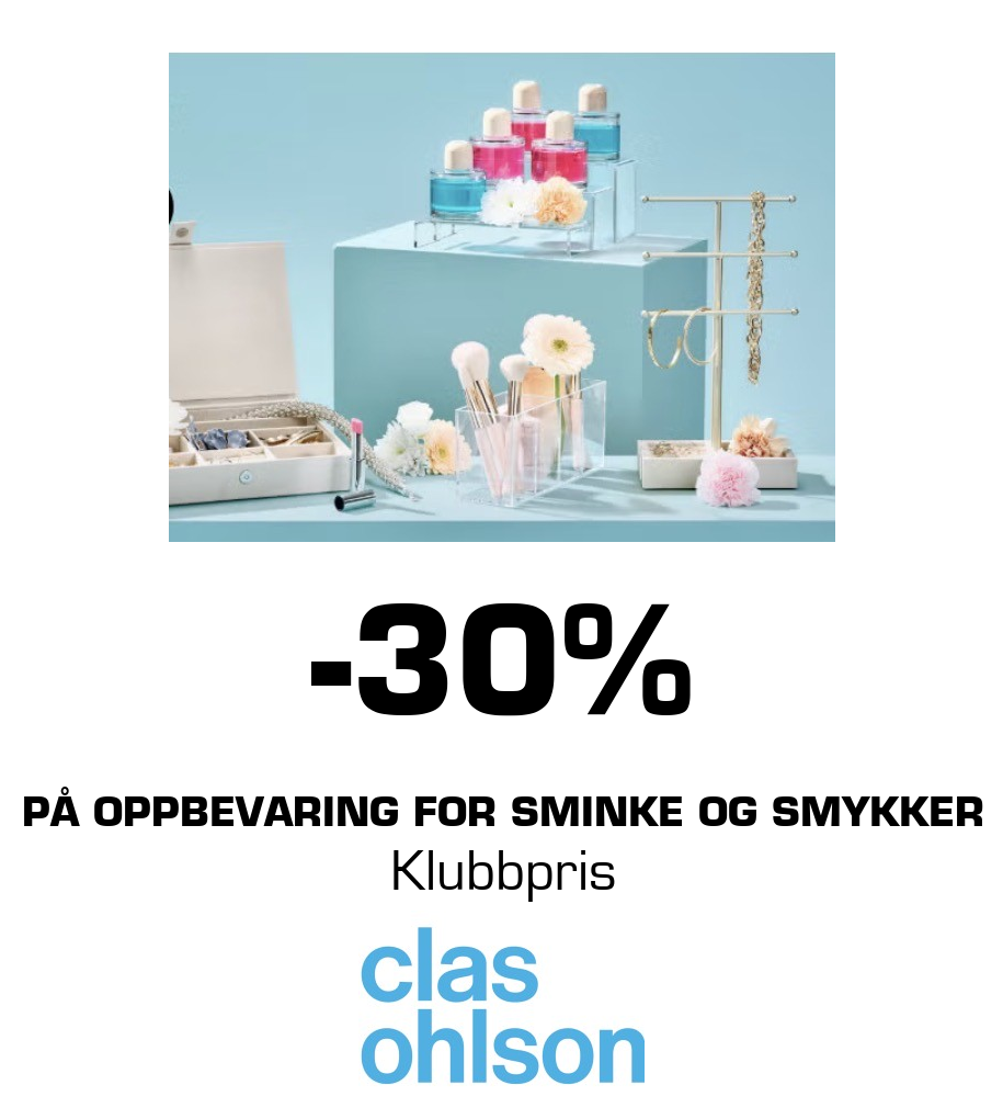 Clas Ohlson: -30% På oppbevaring for sminke og smykker Klubbpris