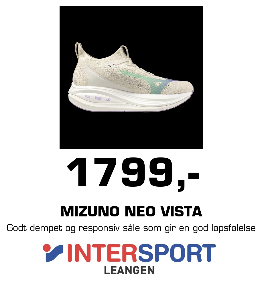 Intersport: 1799,- Mizuno Neo Vista Godt dempet og responsiv såle som gir en god løpsfølelse
