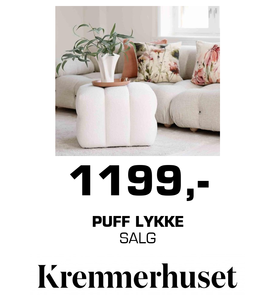 Kremmerhuset: 1199,- Puff Lykke SALG