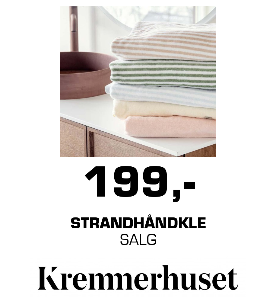 Kremmerhuset: 199,- Strandhåndkle SALG