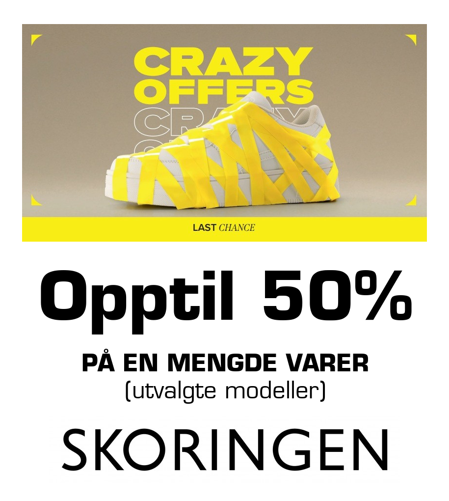 Skoringen: Opptil 50% på en mengde varer (utvalgte modeller)