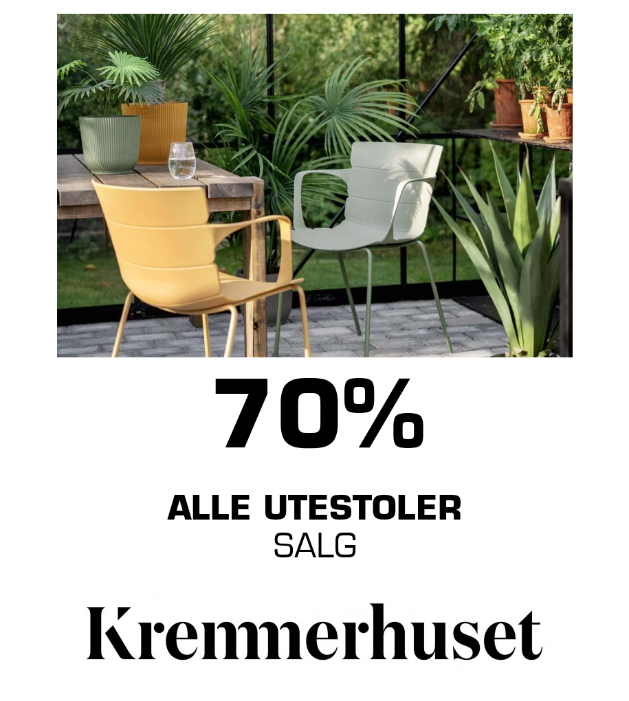 Kremmerhuset: 70% Alle utestoler SALG