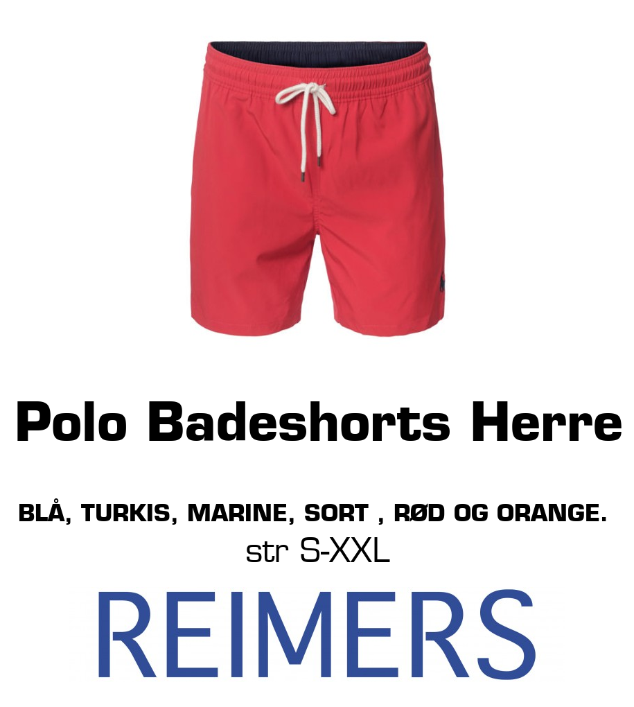 Reimers: Polo Badeshorts Herre Blå, turkis, marine, sort , rød og orange. str S-XXL