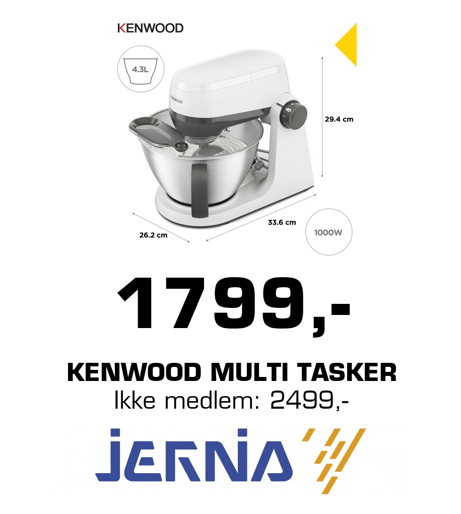 Jernia: 1799,- Kenwood Multi Tasker Ikke medlem: 2499,-