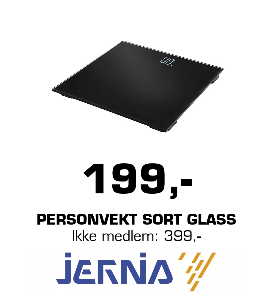Jernia: 199,- Personvekt Sort Glass Ikke medlem: 399,-