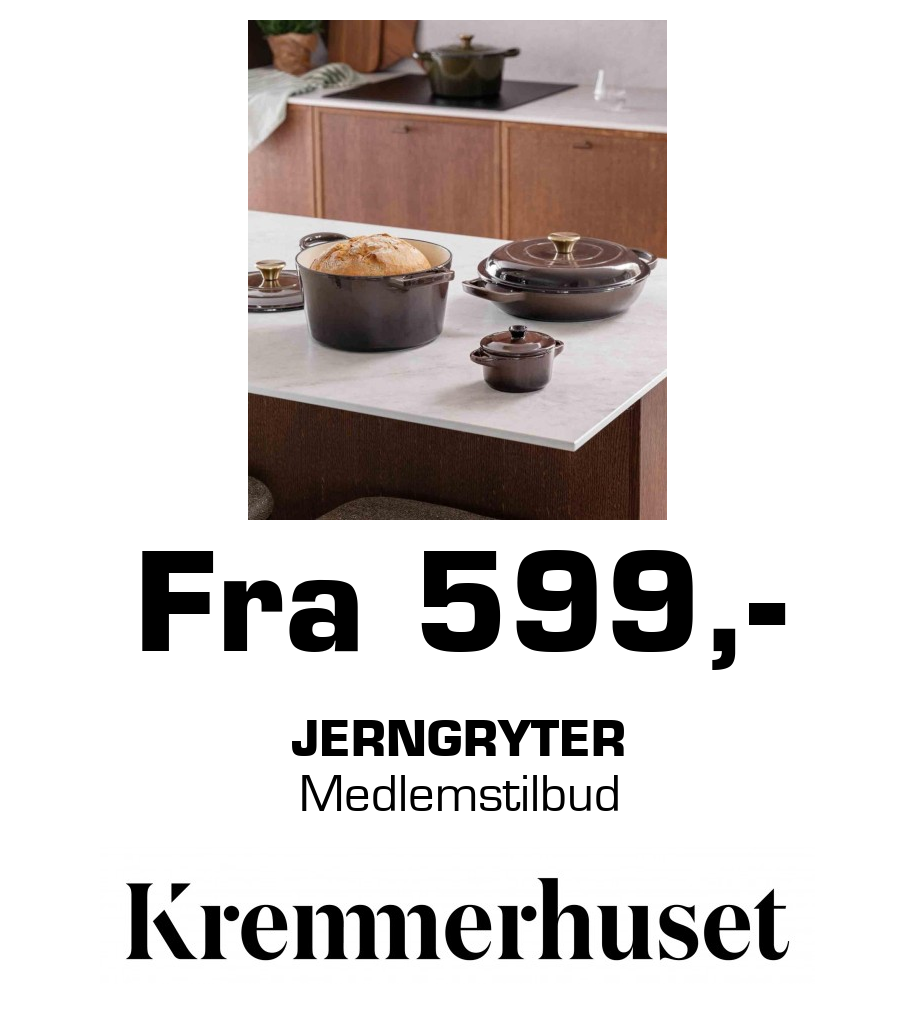Kremmerhuset: Fra 599,- Jerngryter Medlemstilbud