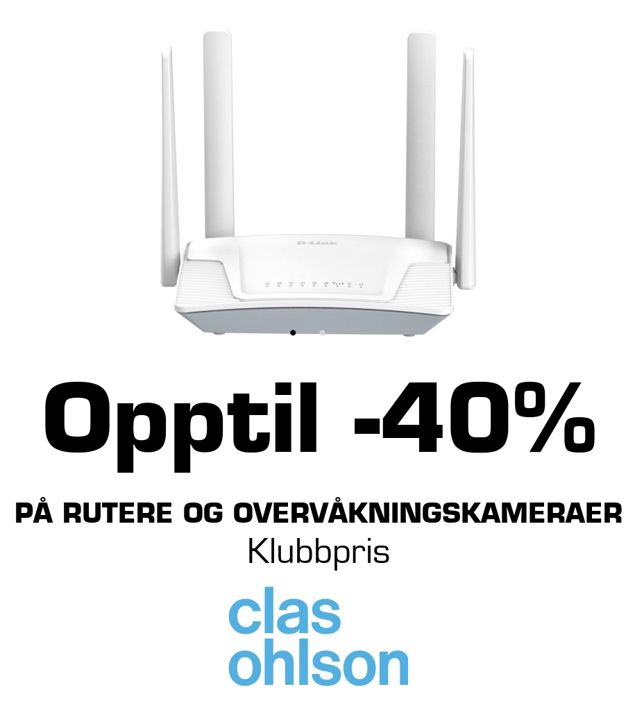 Clas Ohlson: Opptil -40% På rutere og overvåkningskameraer Klubbpris