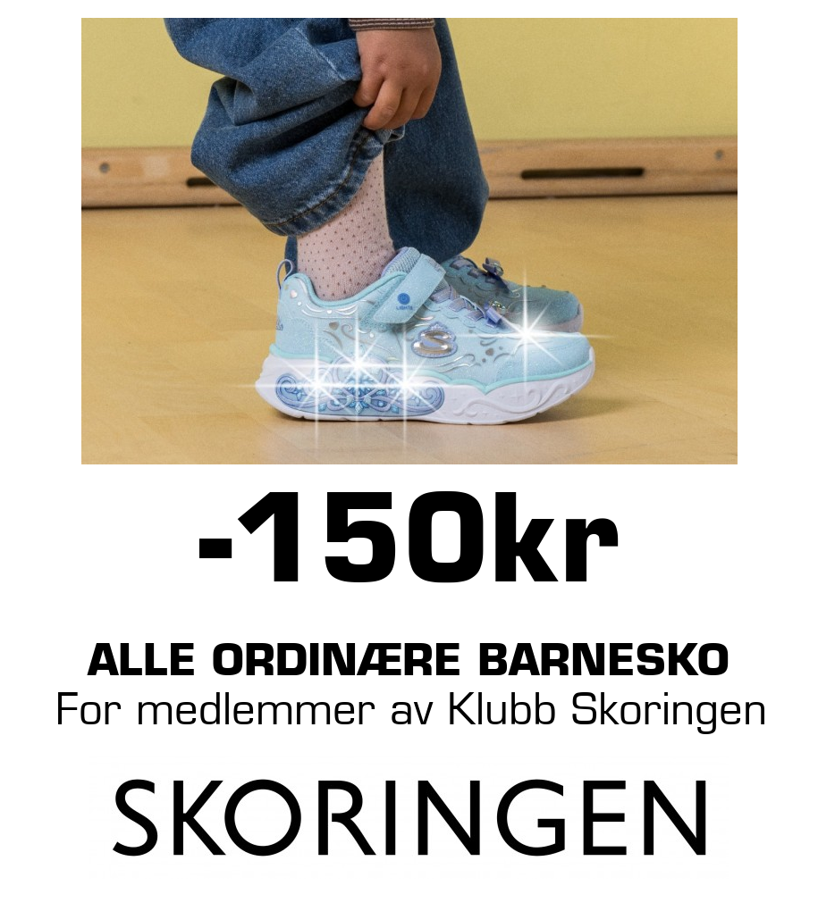 Skoringen: -150kr alle ordinære barnesko For medlemmer av Klubb Skoringen