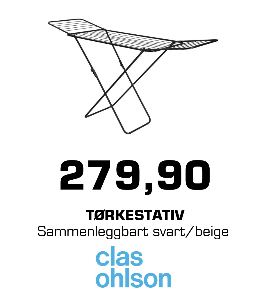 Clas Ohlson: 279,90 tørkestativ Sammenleggbart svart/beige