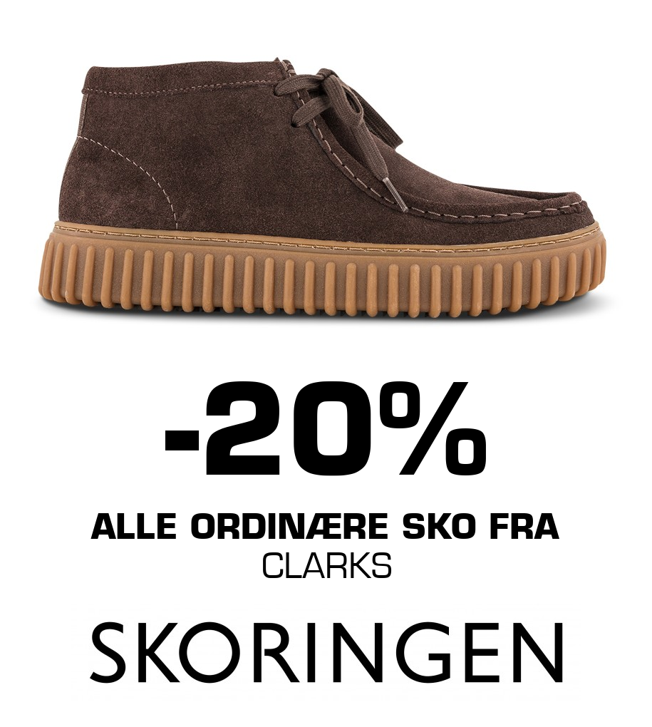 Skoringen: -20% alle ordinære sko fra CLARKS