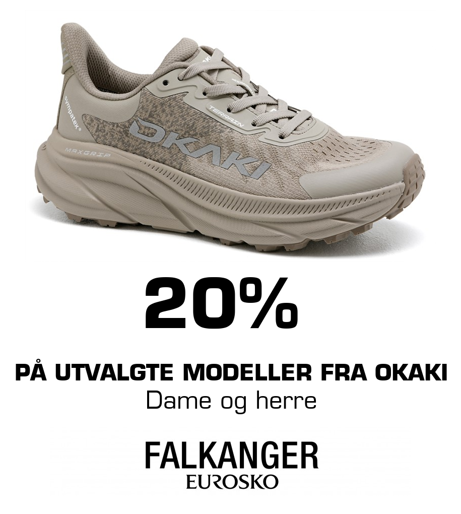 Falkanger Sko: 20% på utvalgte modeller fra Okaki Dame og herre