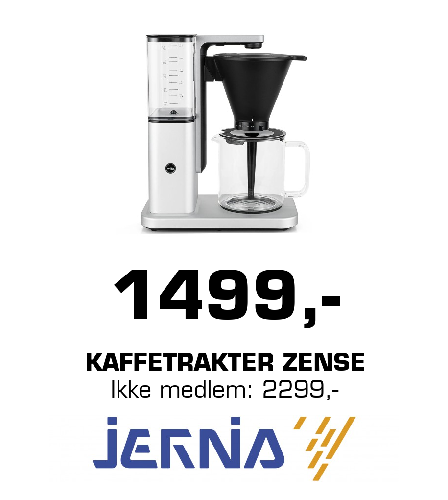 Jernia: 1499,- Kaffetrakter Zense Ikke medlem: 2299,-
