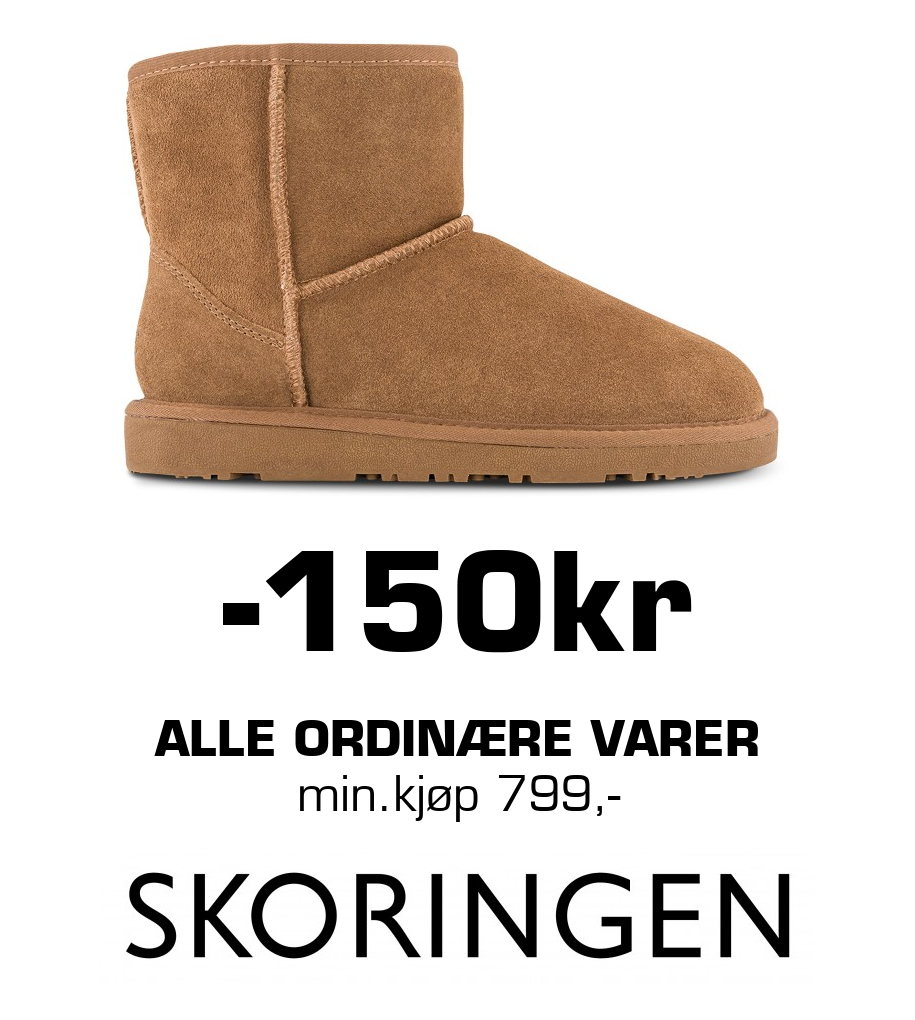 Skoringen: -150kr Alle ordinære varer min.kjøp 799,-