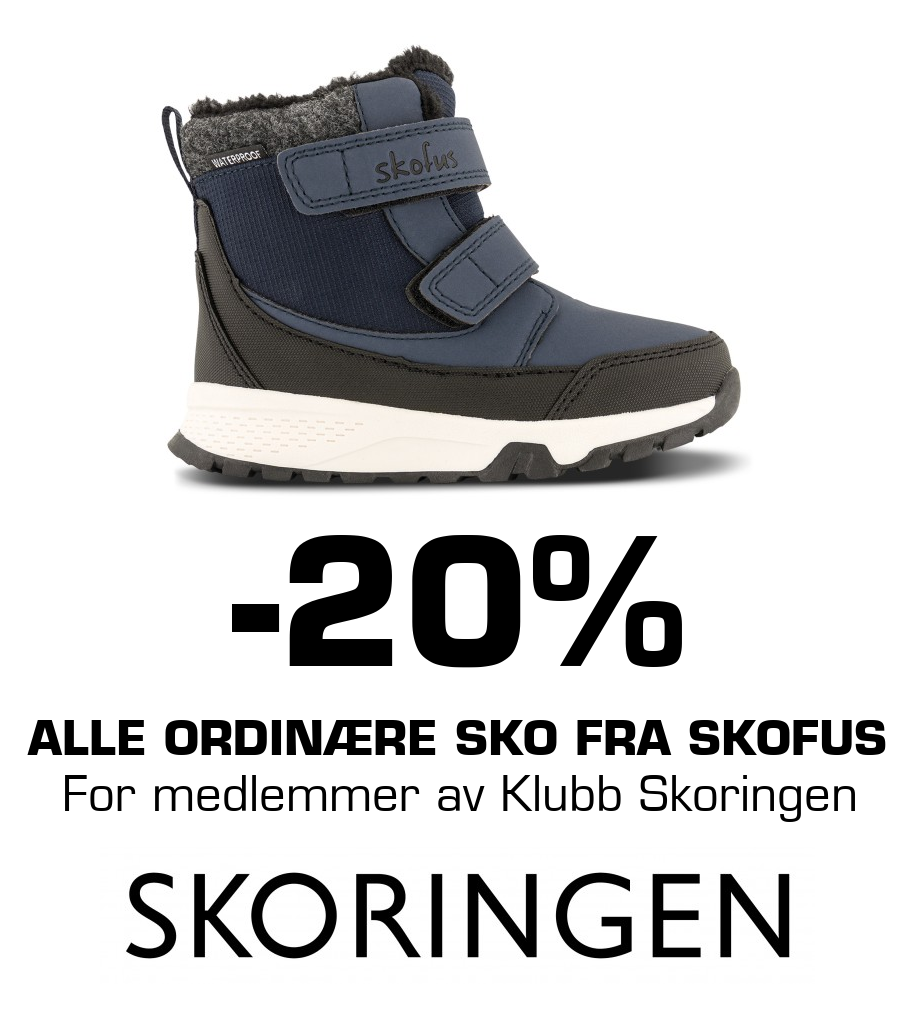 Skoringen: -20% alle ordinære sko fra SKOFUS For medlemmer av Klubb Skoringen