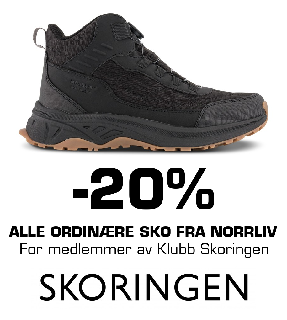Skoringen: -20% alle ordinære sko fra NORRLIV For medlemmer av Klubb Skoringen