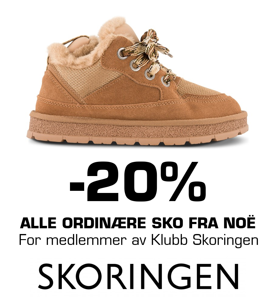 Skoringen: -20% alle ordinære sko fra NOË For medlemmer av Klubb Skoringen